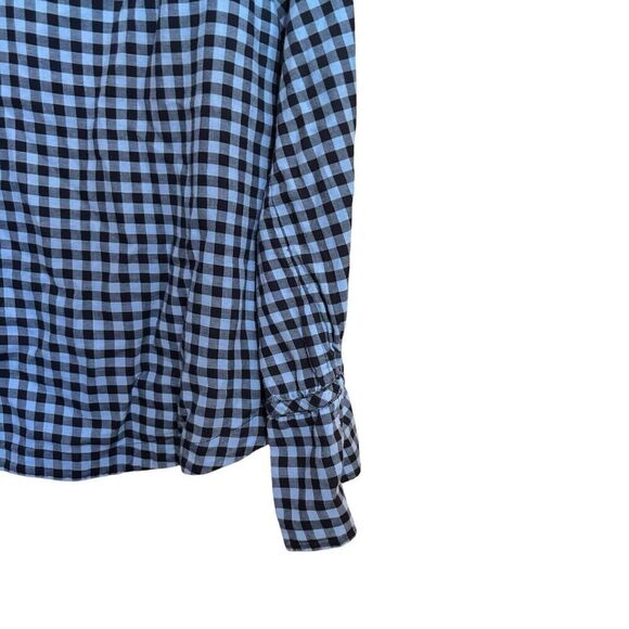 Talbots Top Womens Small Multicolor Gingham Plaid Popover Split Neck Blouse - Picture 3 of 7